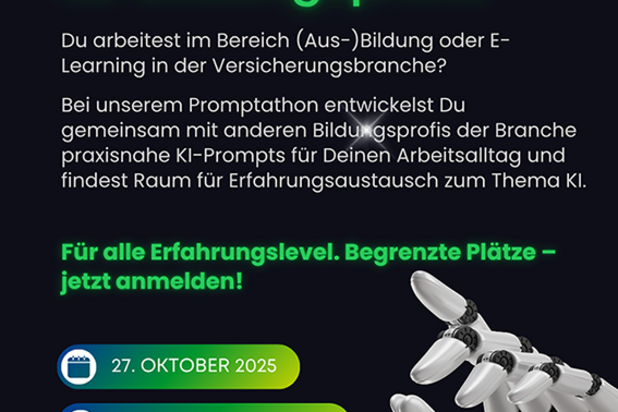 Jetzt anmelden: Promptathon für Bildungsprofis in der Versicherungsbranche